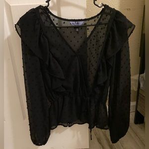 Vylette size M black sheer long sleeve shirt